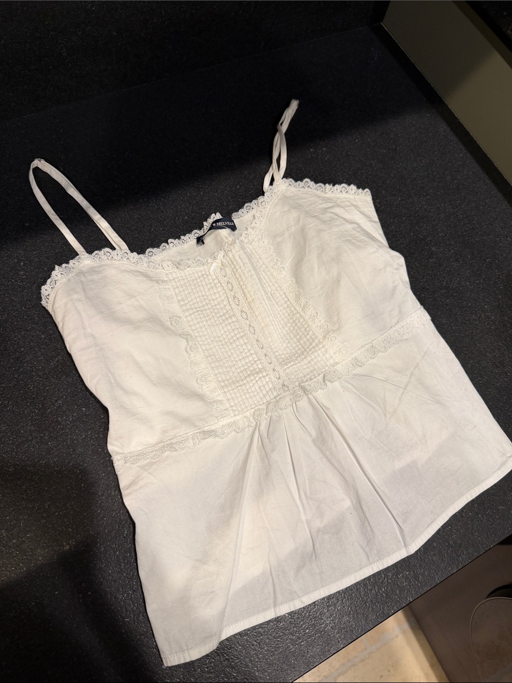 Brandy Melville White Lace-Trim Camisole Top -